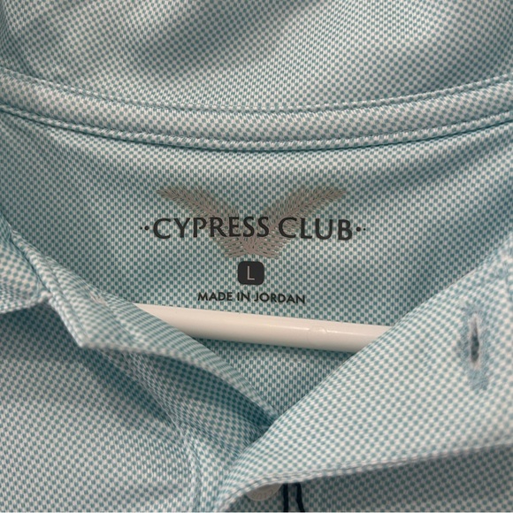 LARGE BLUE TOPAZ CYPRESS CLUB 3 BUTTON COLLARD DRESS SHIRT FOR MEN - Picture 5 of 8